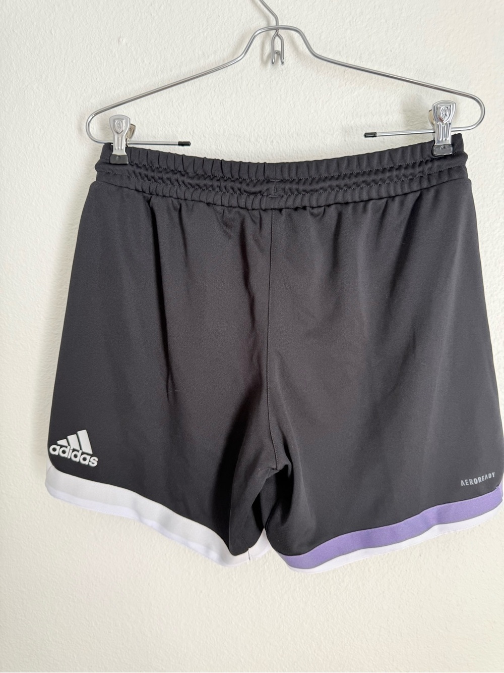 adidas short women size s black Athletic Shorts with Purple and White Trim - Picture 3 of 8